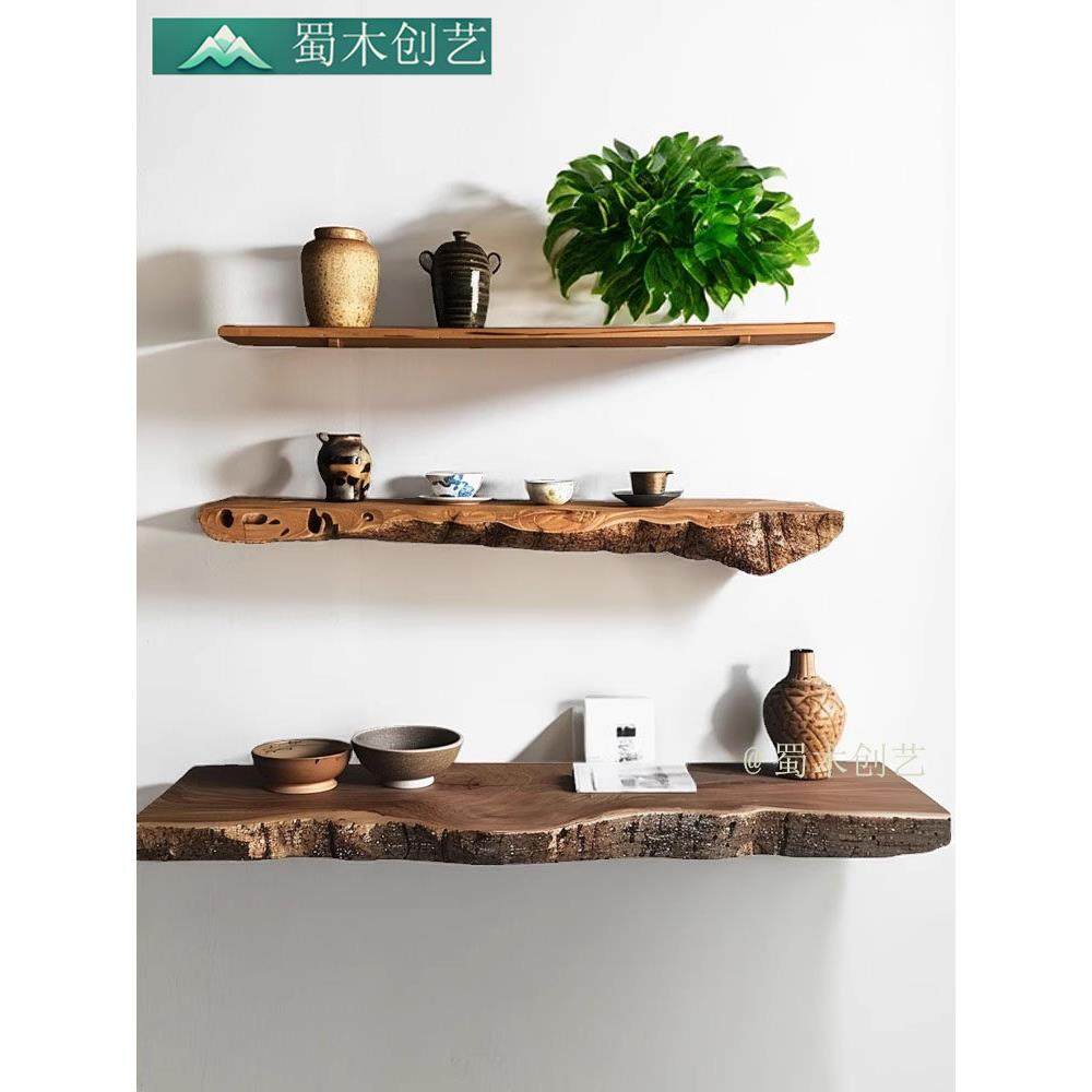 香樟木不规则实木墙上置物架墙壁上一字隔板收纳悬空电视柜背景墙,住宅家具,搁板/置物架/家用陈列架,淘宝优惠券,粉丝福利购,淘宝优惠卷