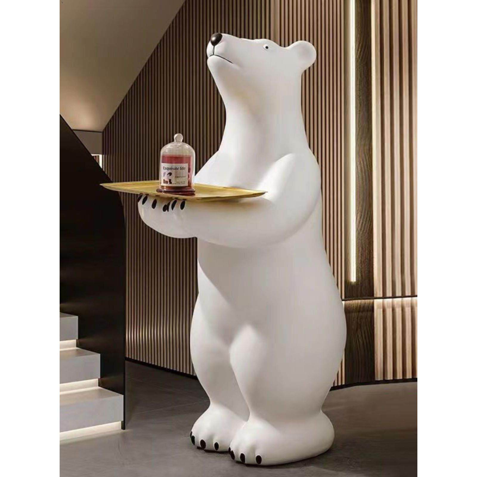 创意客厅落地熊摆件大型动物电视柜玄关乔迁轻奢装饰收纳托盘礼物,家居饰品,落地摆件,淘宝优惠券,粉丝福利购,淘宝优惠卷