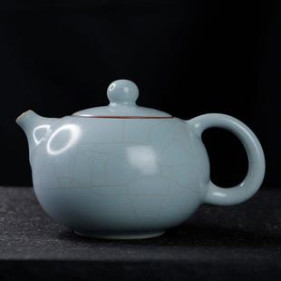 家用陶瓷功夫茶具泡茶日式 大号开片可养天青汝窑西施茶壶 单壶