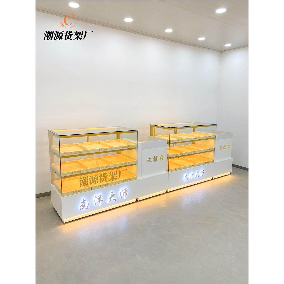 木质糕点展示柜中式桃酥柜蛋糕货架面包柜台玻璃柜食品柜专业定制