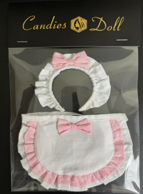 BJD 3分 4分 6分 娃用配件 女仆围裙发箍套装 粉色蝴蝶结 现货