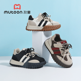 牧童Mutoon童鞋2025春季新款儿童美式潮流阿甘鞋革面防水休闲鞋