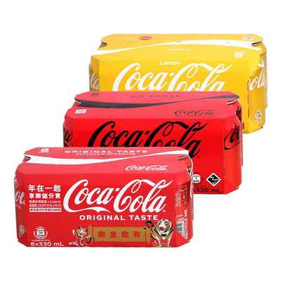 香港进口 可口可乐汽水 无糖味原味罐装 港版 网红碳酸饮料 330ml