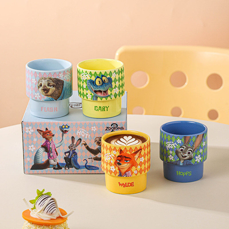 迪士尼疯狂动物城朱迪尼克格纹叠叠杯高温烤花可爱陶瓷杯卡通套装,餐饮具,杯子套装/情侣对杯,淘宝优惠券,粉丝福利购,淘宝优惠卷