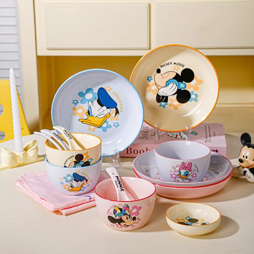 迪士尼米奇缤纷系列陶瓷餐具一人食四件套餐新款可爱卡通碗盘