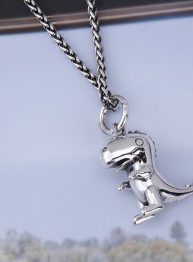 s925纯银可爱呆萌Q版小恐龙吊坠