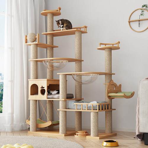 实木猫爬架，猫窝，猫树，不占空间的大型猫架，太空舱，通天柱猫