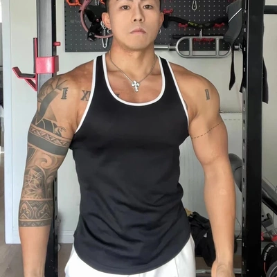 运动健身衣男背心无袖工字型紧身衣跑步弹力透气肌肉撸铁潮新