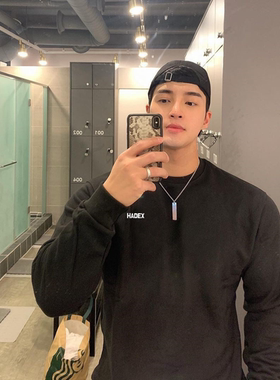 冬季健身卫衣男跑步宽松训练套头长袖t恤圆领篮球运动衣服潮