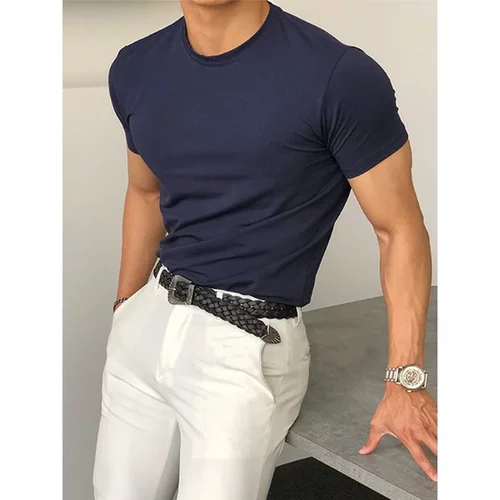 短袖t恤男青年潮流休闲百搭圆领上衣2025年春夏季韩版ins纯色体恤