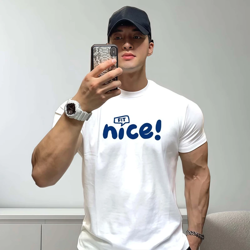 潮牌短袖运动T恤男圆领跑步健身休闲训练服透气上衣青年美式夏季