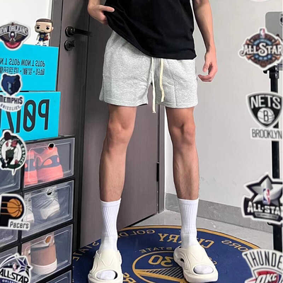 灰色美式短裤男款夏季宽松休闲三四分运动裤训练健身跑步篮球裤潮
