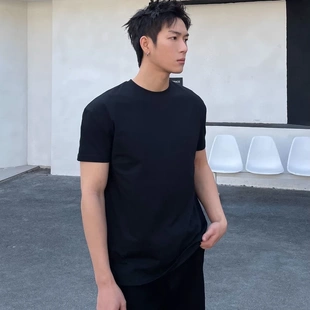 重磅索洛纳棉夏季短袖T恤透气亲肤新款宽松纯色圆领简约舒适上衣