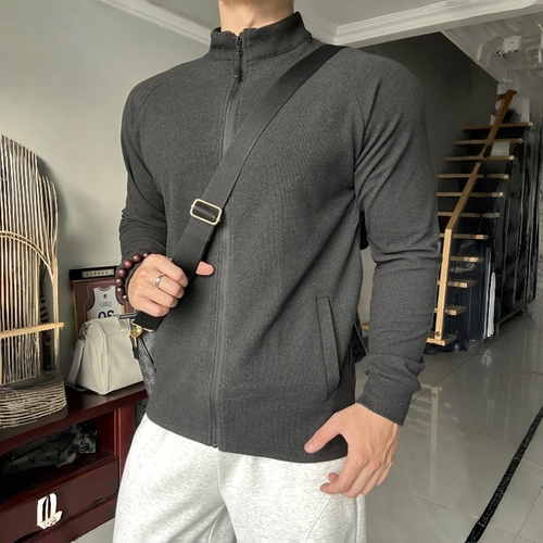 秋冬健身男士重磅双面德绒修身加绒保暖外套运动休闲拉链立领长袖