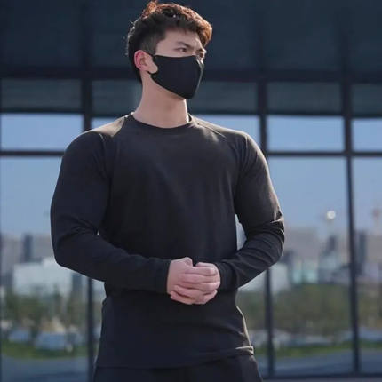 美式运动长袖T恤男德绒健身衣跑步训练保暖高领打底衫修身秋冬季