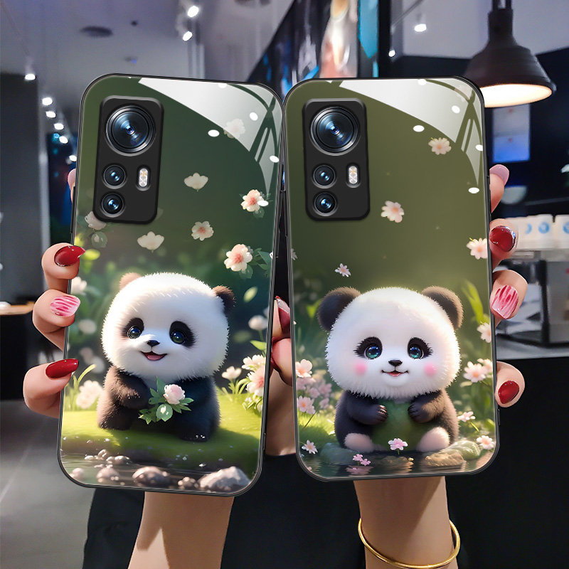 时尚卡通熊猫玻璃手机壳