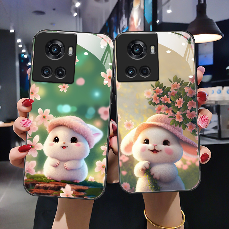 卡通兔钢化玻璃手机壳