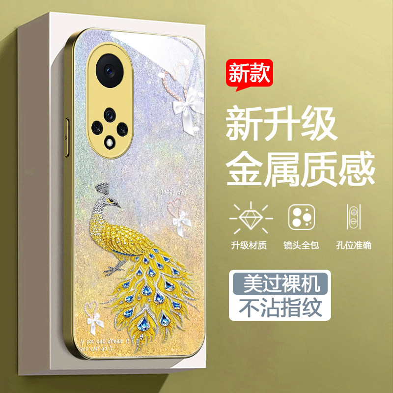 适用华为nova9金色手机壳智选Hinova9新款hlnova9z全包软边玻璃壳雷鸟FF1糖果色n0va9渐变图案nova9z高级女潮