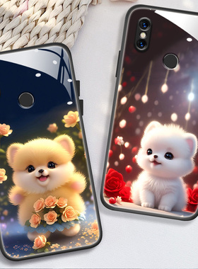 适用于小米8手机壳mi8se/8青春新款钢化玻璃壳M1803E1A创意卡通8lite可爱狗狗M1805E2A超薄8透明探索版女款潮