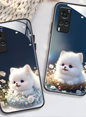 适用于vivox60新款手机壳vivox60pro/x60pro+女款v2059a钢化玻璃壳x60曲屏版高级V2056A全包V2046A卡通兔兔潮