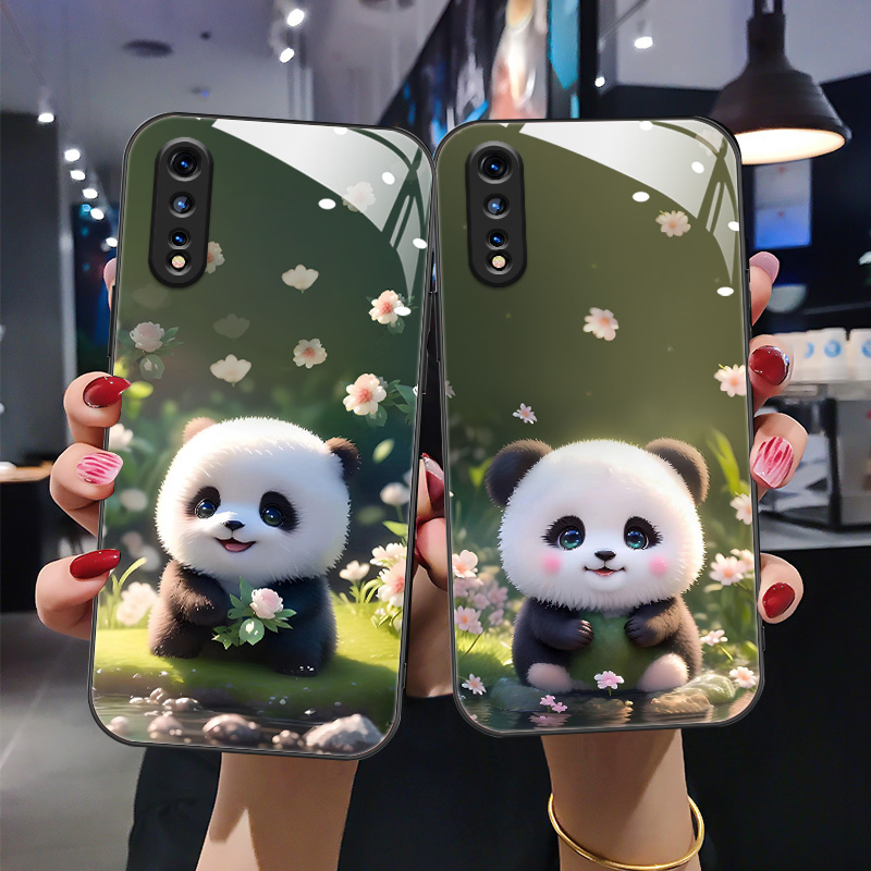时尚创意卡通熊猫钢化玻璃手机壳