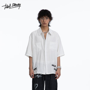 DozeDandy英文字母刺绣短袖衬衫