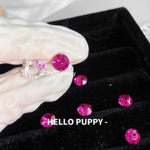 hellopuppy火龙果显白双耳洞叠戴耳骨钉爆闪华子耳钉可爱KT甜酷女