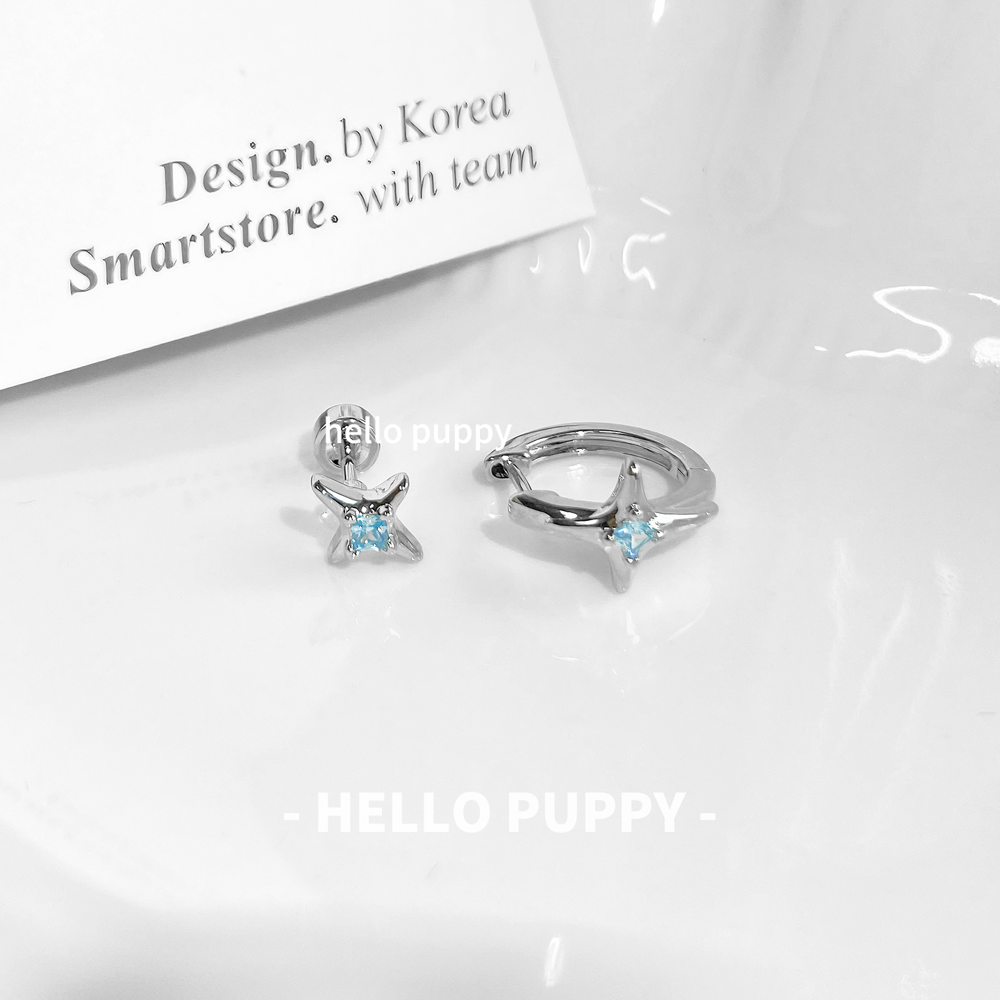 hellopuppy海蓝四芒星双耳洞