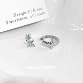 hellopuppy精致海蓝四芒星耳骨钉耳扣双耳洞叠戴钛钢耳钉耳饰百搭