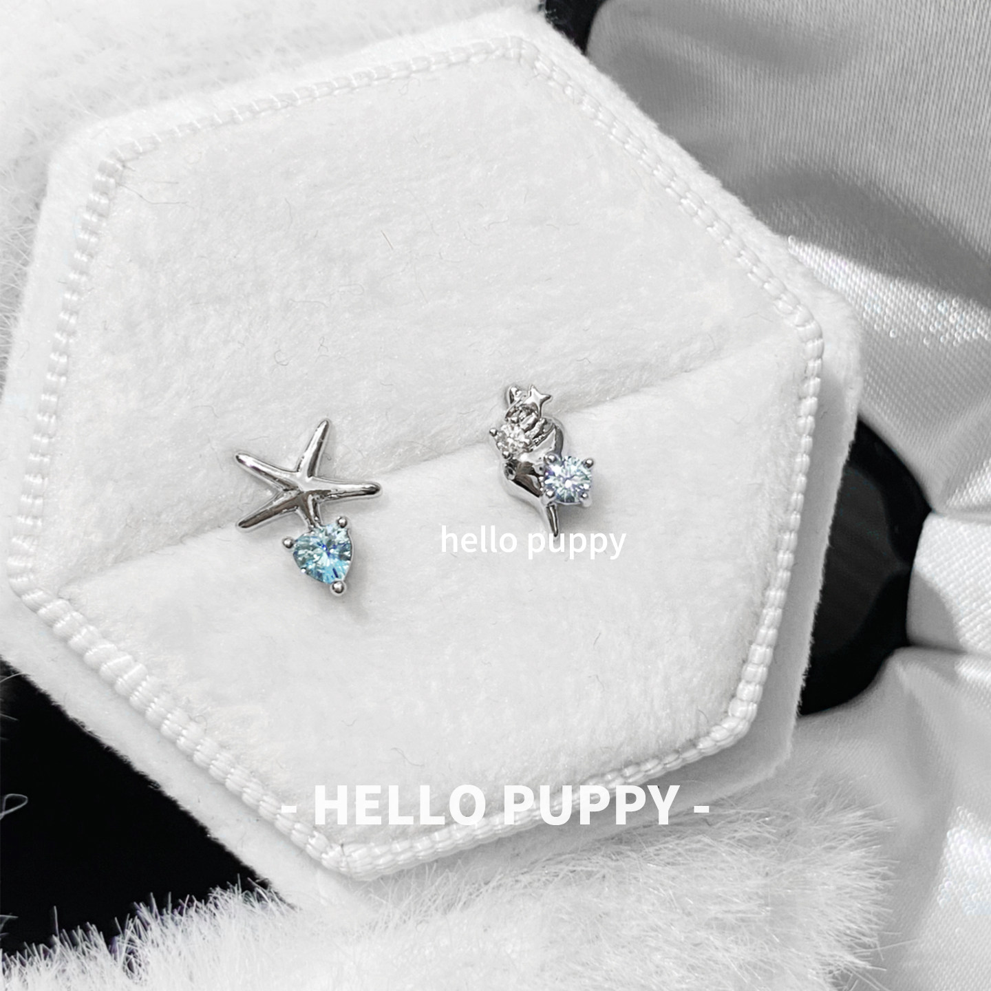 hellopuppy夏日海星钛合金内旋10/1.2粗0.9牙耳骨钉海螺耳钉耳饰