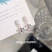 hellopuppy蝴蝶结医用钛钢耳圈女直针养耳洞可爱少女心耳骨环耳扣