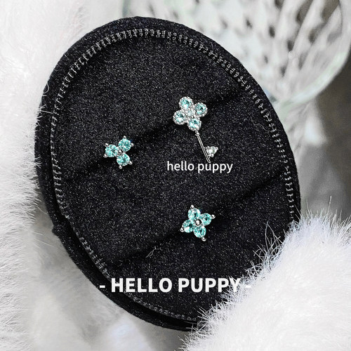 hellopuppy钛合金春日幸运四叶草1.0/1.2粗0.9牙内旋耳骨钉耳钉女