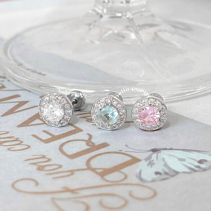 hellopuppy夏日清透薄荷曼波耳蜗钉可选杆长杆粗亮闪闪多巴胺设计