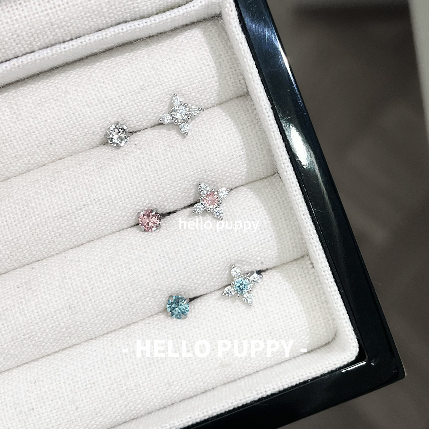 hellopuppy百搭十字架迷你华子钛合金耳饰0.9牙双耳洞耳钉耳骨钉