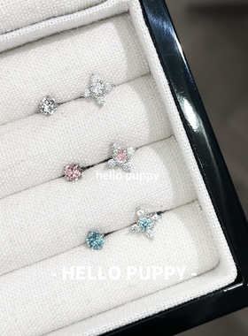hellopuppy百搭十字架迷你华子钛合金耳饰0.9牙双耳洞耳钉耳骨钉