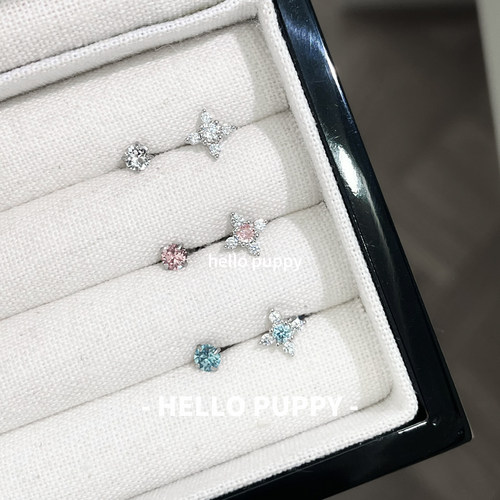 hellopuppy百搭十字架迷你华子钛合金耳饰0.9牙双耳洞耳钉耳骨钉