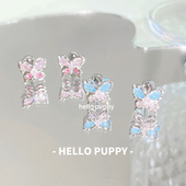 hellopuppy绝美蝴蝶锆石耳骨钉钛钢爆闪耳蜗钉精致小巧养耳洞耳饰