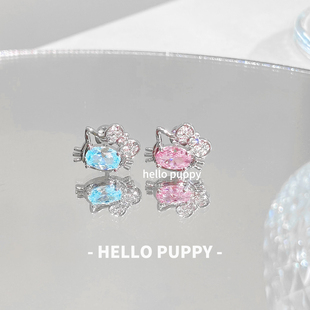 hellopuppy可爱猫猫头KT耳骨钉耳钉钛钢可爱耳饰少女心甜酷耳蜗钉
