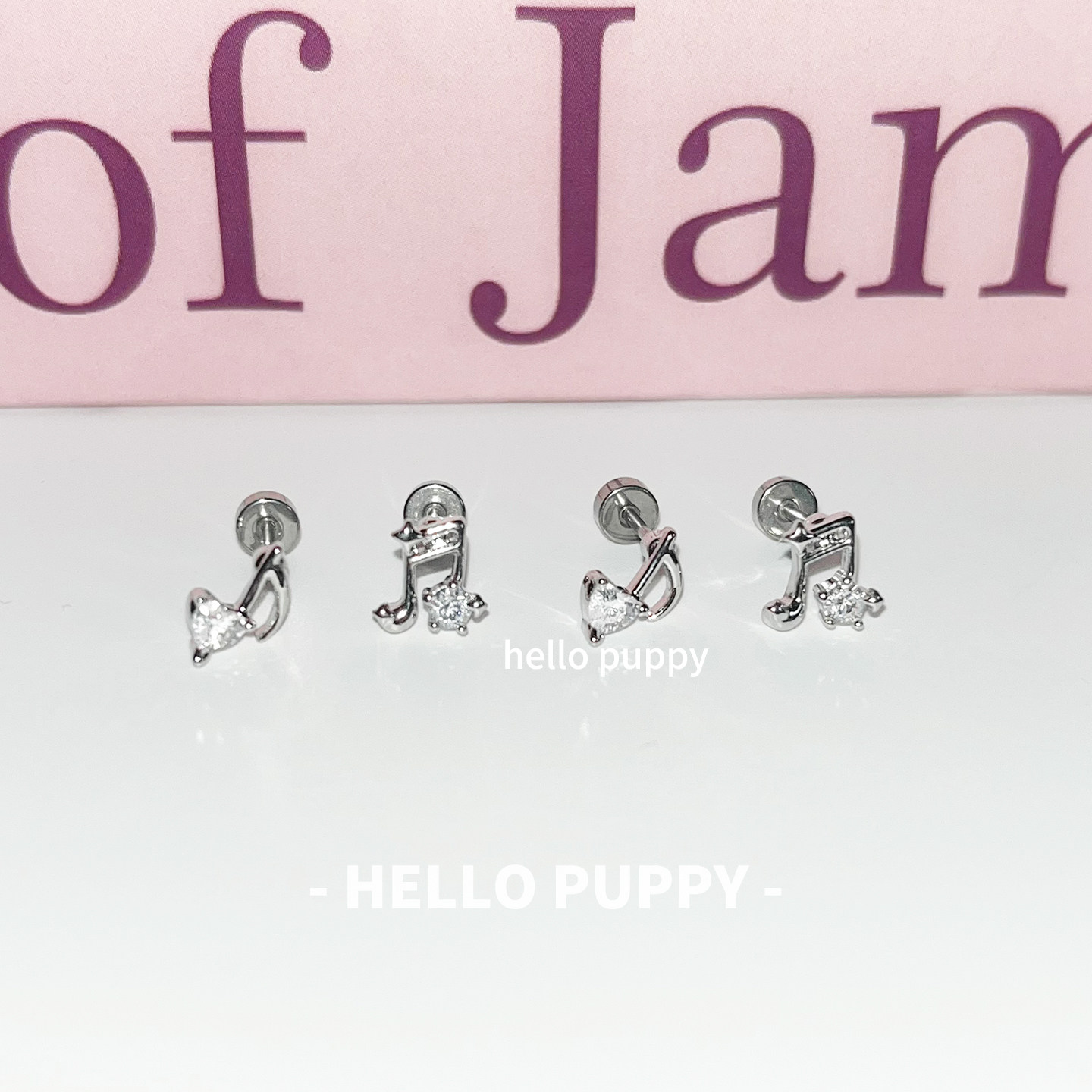 hellopuppy音乐音符设计感百搭0.9牙钛合金钛钢耳饰耳骨钉耳钉女