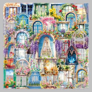 50张透明窗畔花事精致唯美卡通梦幻贴纸桌面吉他音箱耳机透明贴纸