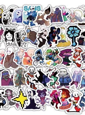 110张undertale传说之下涂鸦贴纸游戏头盔滑板装饰行李箱手机贴画