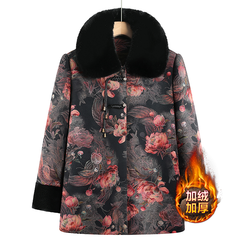 奶奶装秋冬外套新中式保暖棉袄