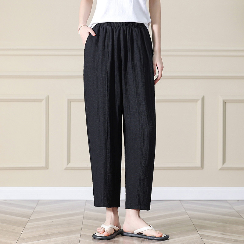 中老年人女裤夏季裤子宽松新款妈妈夏天休闲九分纯色百搭裤奶奶裤