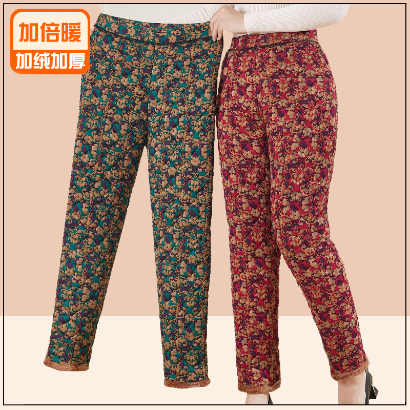 中老年人冬季棉裤女加绒加厚保暖