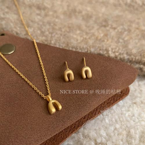 晚睡的桔梗I耳钉项链套组