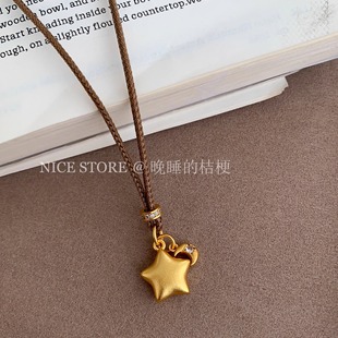 晚睡的桔梗「小星星」新中式沙金星星月亮项链博主同款气质毛衣链
