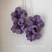 晚睡 桔梗「罗兰」森系夸张花朵耳环度假风双生花小众百搭耳饰