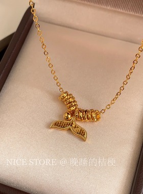 晚睡的桔梗「翼」新中式复古碎冰冰鱼尾项链精致轻奢百搭锁骨链