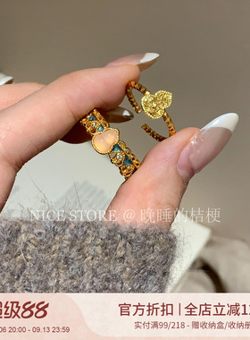晚睡的桔梗「葫芦金」新中式轻奢高级感碎冰冰葫芦戒指精致食指戒