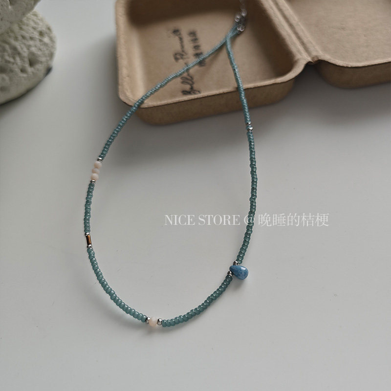 五折清仓「克什米尔的风」民族风天然石哑光串珠项链高级感颈链